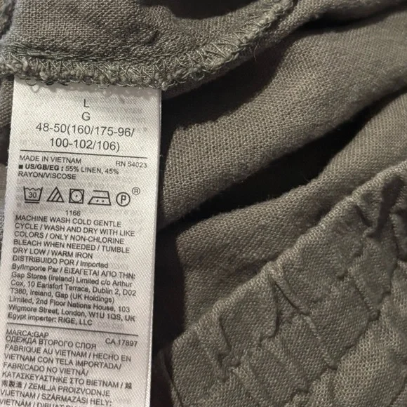 GAP Linen Blend Drawcord Waist Shorts in Dark Olive Green, Size L - Picture 8 of 10